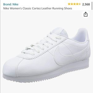 All White Nike Cortez Leather Sneakers